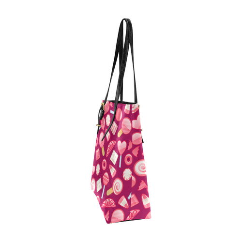 Sweet Candy Cane Love Hearts Euramerican Tote Bag/Small (Model 1655)