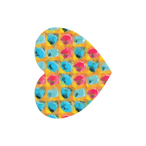 geometric polygon abstract pattern in blue orange red Heart-shaped Mousepad