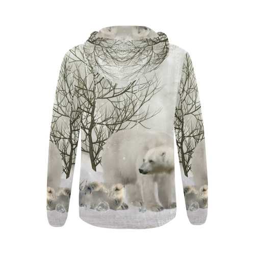 Awesome polar bear All Over Print Full Zip Hoodie for Women (Model H14)