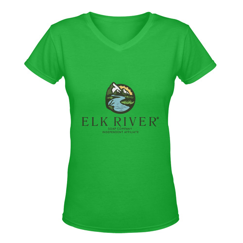 Elk River Affiliate Green Women's Deep V-neck T-shirt (Model T19)