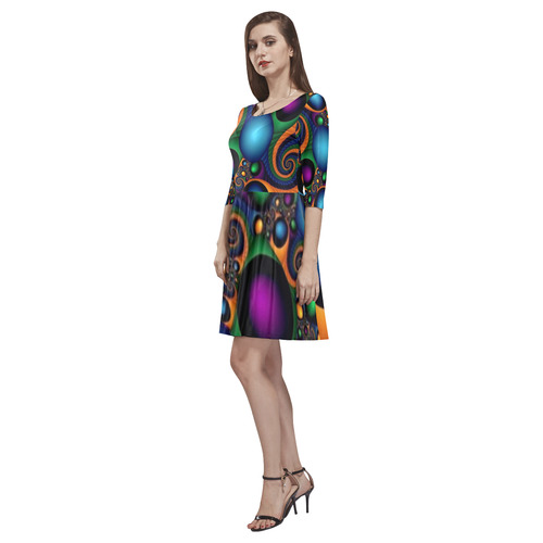 60s Psychedelica Tethys Half-Sleeve Skater Dress(Model D20)