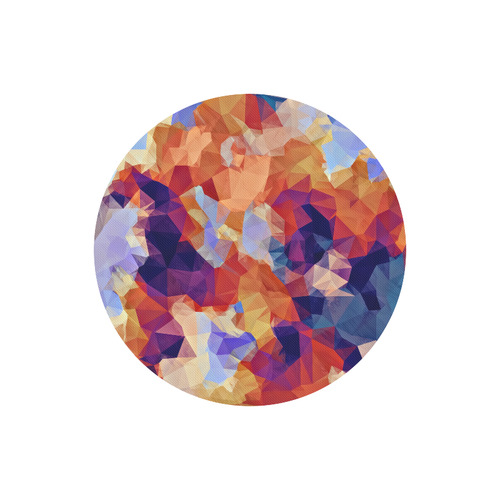 psychedelic geometric polygon pattern abstract in orange brown blue purple Round Mousepad