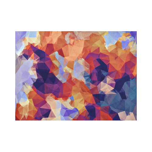 psychedelic geometric polygon pattern abstract in orange brown blue purple Placemat 14’’ x 19’’ (Six Pieces)