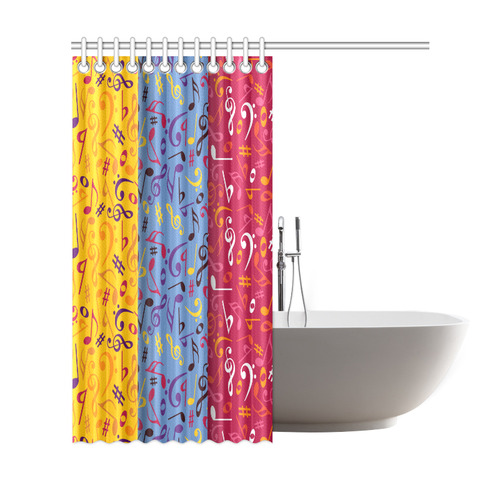 Red Blue Orange Music Notes Shower Curtain 69"x72"