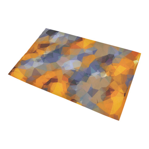 psychedelic geometric polygon abstract pattern in orange brown blue Bath Rug 20''x 32''