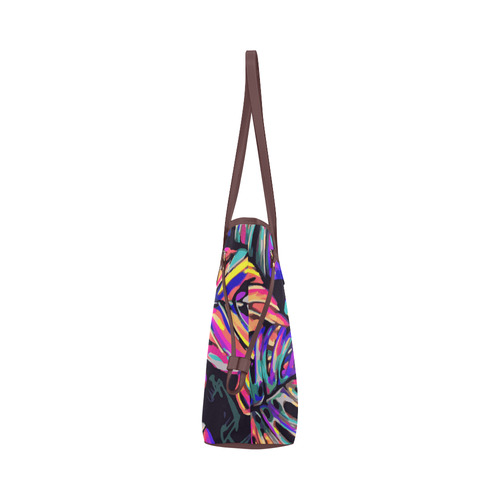 Colorful Tropical Jungle Leaves Floral Clover Canvas Tote Bag (Model 1661)