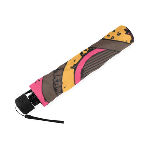 funny skull and bone graffiti drawing in orange brown and pink Foldable Umbrella (Model U01)