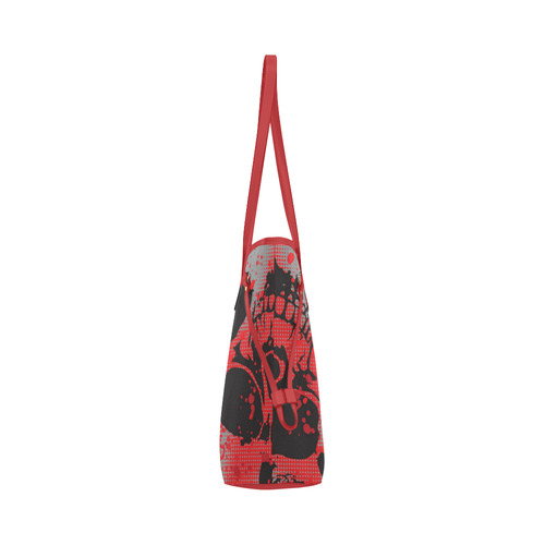 Skull With Red Dot Background Clover Canvas Tote Bag (Model 1661)