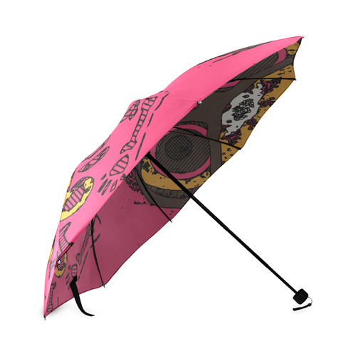 funny skull and bone graffiti drawing in orange brown and pink Foldable Umbrella (Model U01)