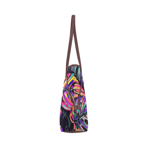 Colorful Tropical Jungle Leaves Floral Clover Canvas Tote Bag (Model 1661)