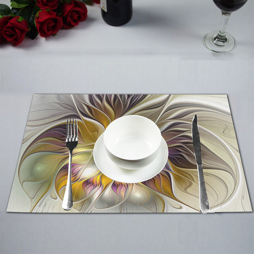 Abstract Colorful Fantasy Flower Modern Fractal Placemat 12’’ x 18’’ (Two Pieces)