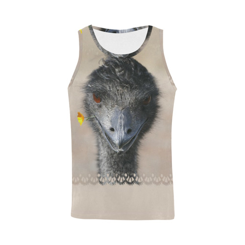 Happy Emu with Flower, photo All Over Print Tank Top for Men (Model T43)