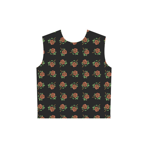 Tattoo Roses All Over Print Sleeveless Hoodie for Women (Model H15)