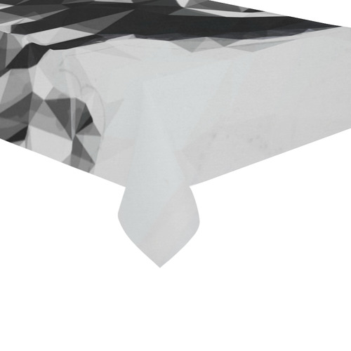 psychedelic skull and bone art geometric triangle abstract pattern in black and white Cotton Linen Tablecloth 60"x120"