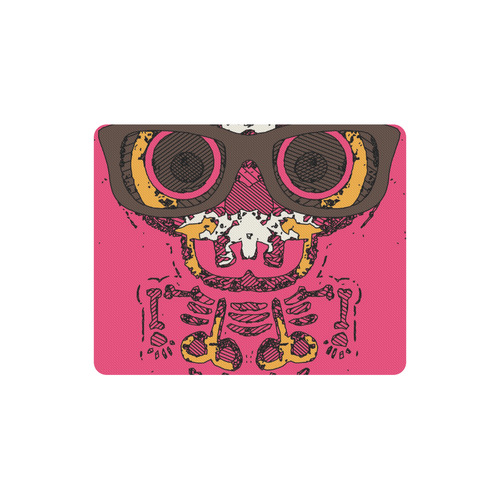 funny skull and bone graffiti drawing in orange brown and pink Rectangle Mousepad