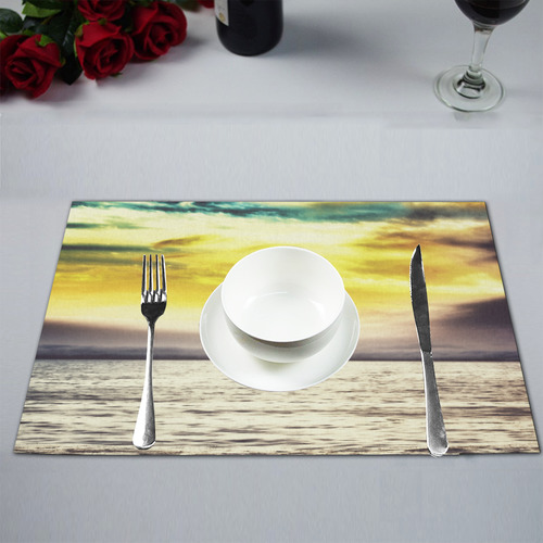 cloudy sunset sky with ocean view Placemat 12’’ x 18’’ (Two Pieces)