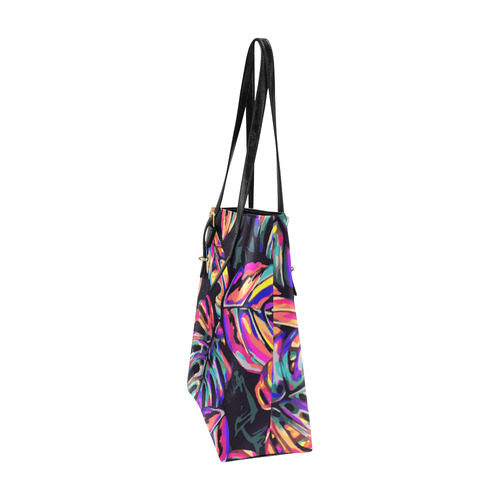 Colorful Tropical Jungle Leaves Floral Euramerican Tote Bag/Small (Model 1655)