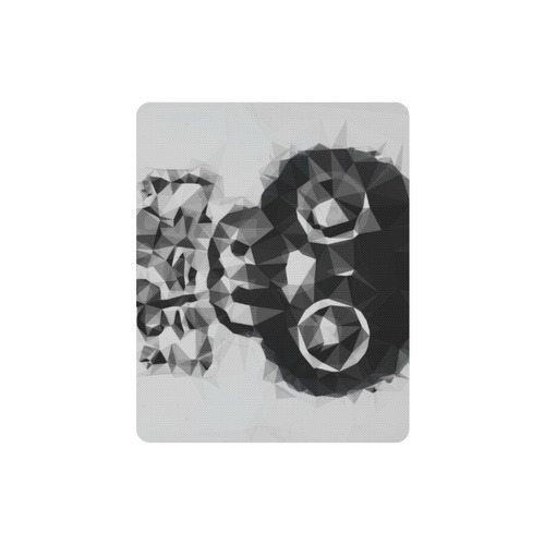 psychedelic skull and bone art geometric triangle abstract pattern in black and white Rectangle Mousepad