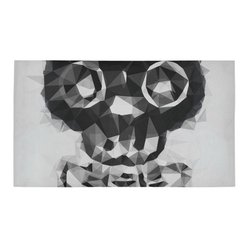 psychedelic skull and bone art geometric triangle abstract pattern in black and white Bath Rug 16''x 28''