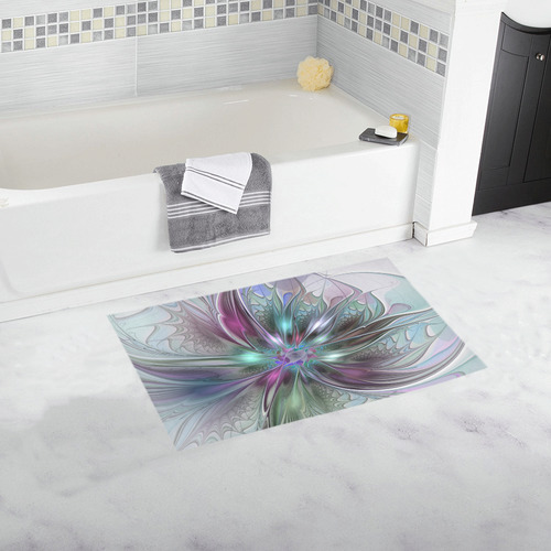Colorful Fantasy Abstract Modern Fractal Flower Bath Rug 16''x 28''