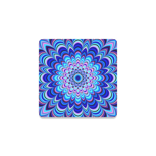 Neon blue striped mandala Square Coaster