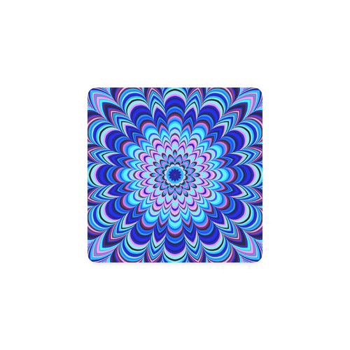 Neon blue striped mandala Square Coaster