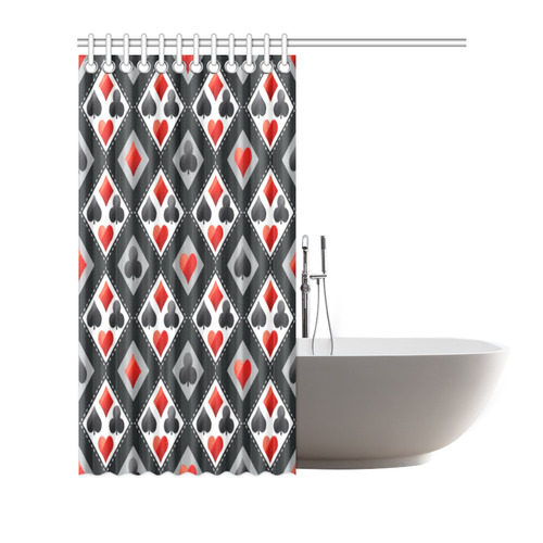 Clubs Diamonds Hearts Spades Playing Cards Shower Curtain 72"x72"