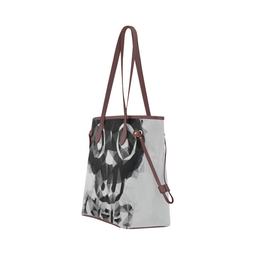 psychedelic skull and bone art geometric triangle abstract pattern in black and white Clover Canvas Tote Bag (Model 1661)