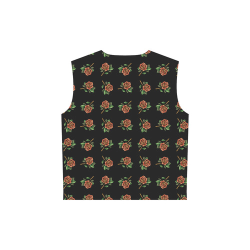 Tattoo Roses All Over Print Sleeveless Hoodie for Women (Model H15)