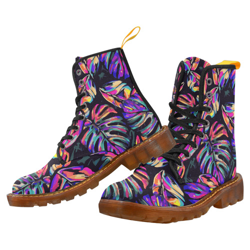 Colorful Tropical Jungle Leaves Floral Martin Boots For Women Model 1203H
