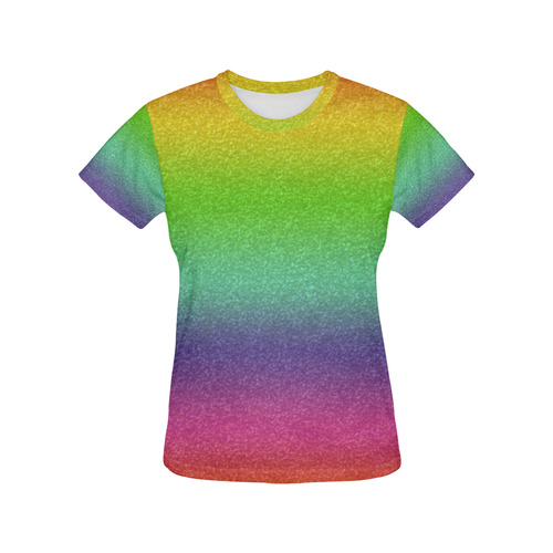 metallic rainbow glitter texture All Over Print T-Shirt for Women (USA Size) (Model T40)