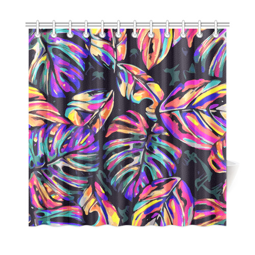 Colorful Tropical Jungle Leaves Floral Shower Curtain 72"x72"