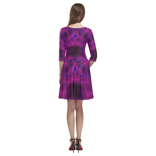 60s Psychedelic purple Tethys Half-Sleeve Skater Dress(Model D20)