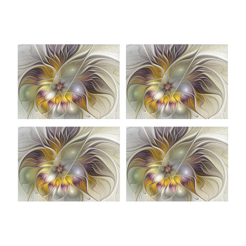 Abstract Colorful Fantasy Flower Modern Fractal Placemat 14’’ x 19’’ (Set of 4)