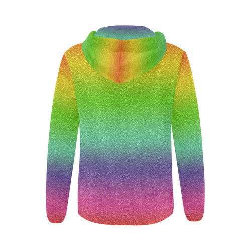 metallic rainbow glitter texture All Over Print Full Zip Hoodie for Women (Model H14)