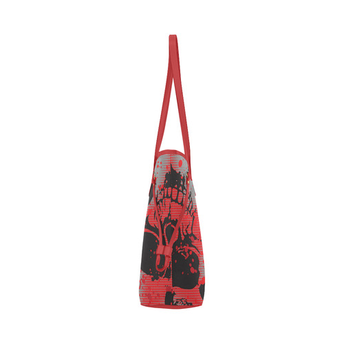 Skull With Red Dot Background Clover Canvas Tote Bag (Model 1661)