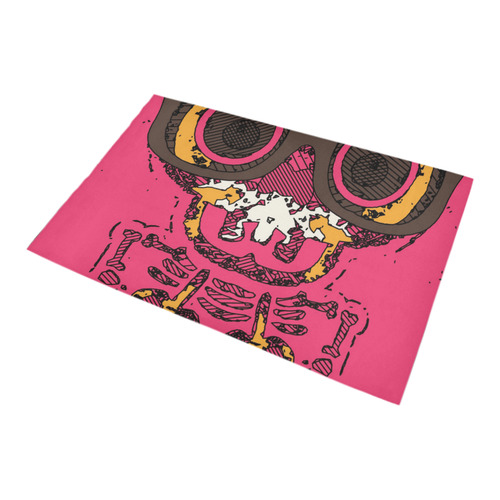 funny skull and bone graffiti drawing in orange brown and pink Bath Rug 20''x 32''