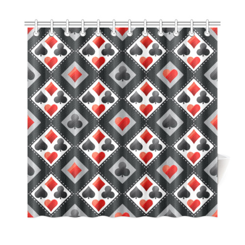 Clubs Diamonds Hearts Spades Playing Cards Shower Curtain 72"x72"