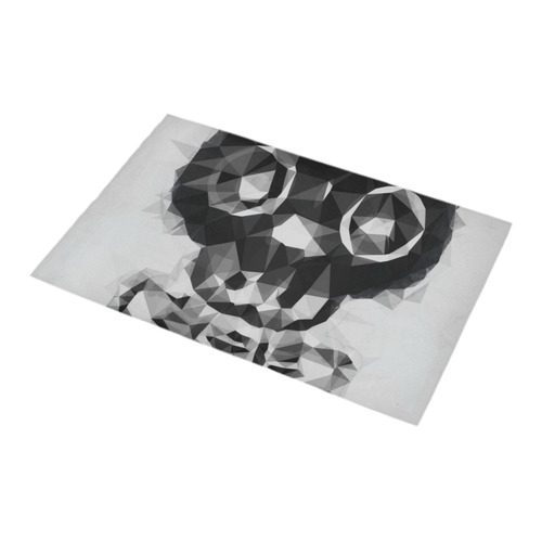 psychedelic skull and bone art geometric triangle abstract pattern in black and white Bath Rug 16''x 28''