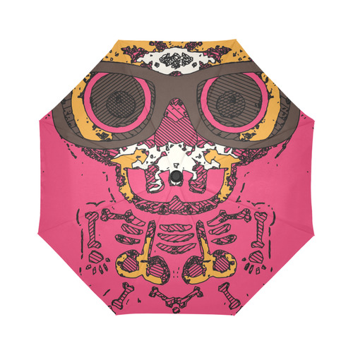 funny skull and bone graffiti drawing in orange brown and pink Auto-Foldable Umbrella (Model U04)
