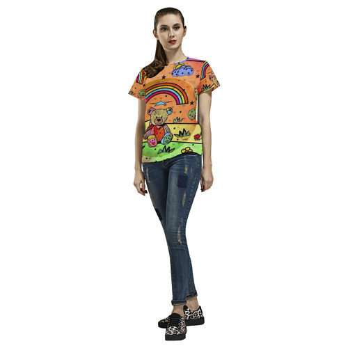 Teddy Bear by Nico Bielow All Over Print T-Shirt for Women (USA Size) (Model T40)