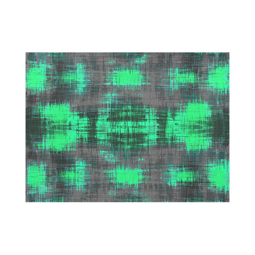 psychedelic geometric plaid abstract pattern in green and black Placemat 14’’ x 19’’ (Set of 2)