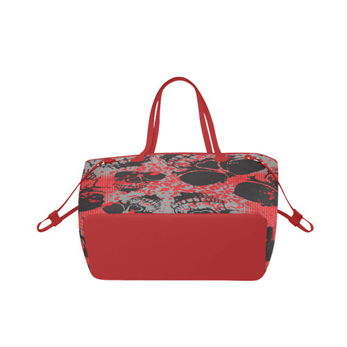 Skull With Red Dot Background Clover Canvas Tote Bag (Model 1661)