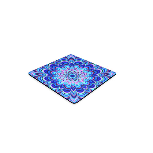 Neon blue striped mandala Square Coaster