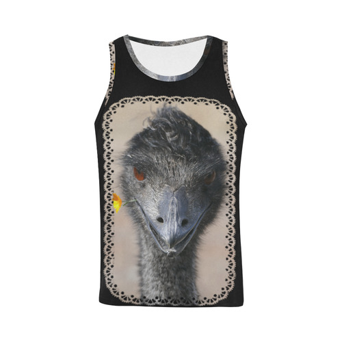 Happy Emu with yellow flower, photo All Over Print Tank Top for Men (Model T43)