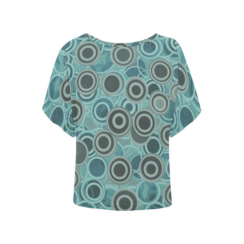 Transparent fun circles in blue - retro aqua Women's Batwing-Sleeved Blouse T shirt (Model T44)