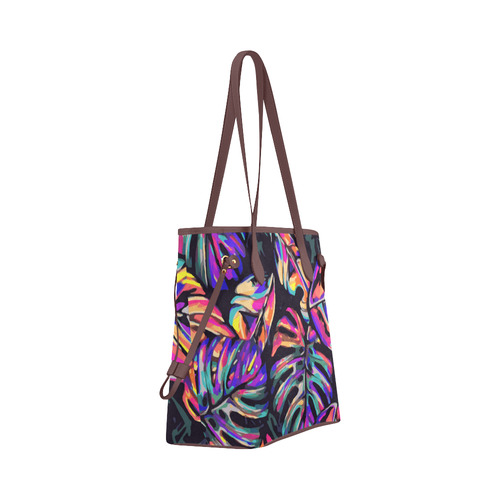 Colorful Tropical Jungle Leaves Floral Clover Canvas Tote Bag (Model 1661)
