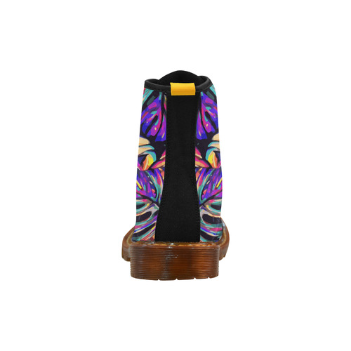 Colorful Tropical Jungle Leaves Floral Martin Boots For Women Model 1203H