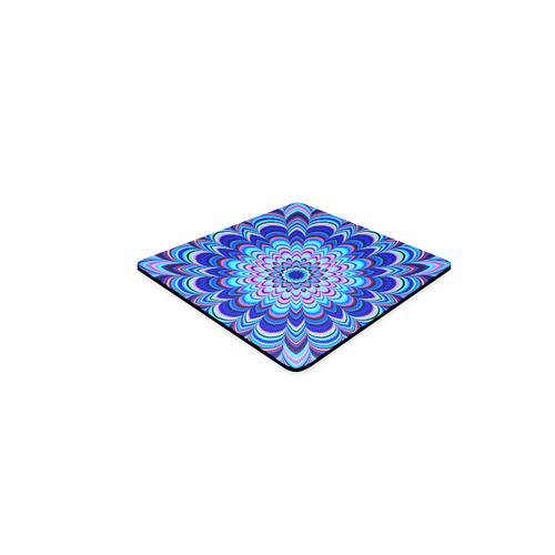 Neon blue striped mandala Square Coaster