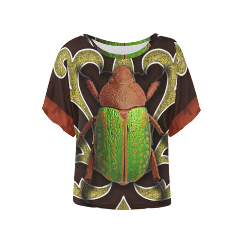 Collage Lime Beetle-Gloria Sanchez Women's Batwing-Sleeved Blouse T shirt (Model T44)